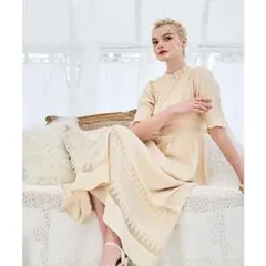 フィント　レース使い楊柳シフォンワンピース 　アンアナザーアンジェラス