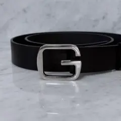 GUCCI グッチ ベルト 本革 ブラック 黒 Silver 銀 Gロゴ