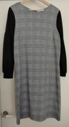 【最終価格】grove シフォン袖　チェック　ワンピース　Mサイズ