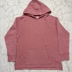 HOLLISTER フード付きパーカー XS ピンク ダメージ加工