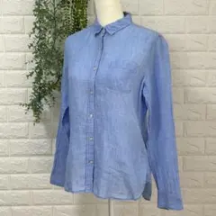 良品計画　無印良品　Lサイズ　シャツ　水色　リネン100％　麻　薄手　長袖　上品