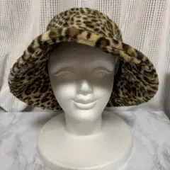 レオパード　バケハ　バケットハット　豹柄　フェイクファー　スノボード　帽子