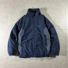 00s NIKE中綿ウォームアップジャケット刺繍ロゴドローコードビッグスウッシュ