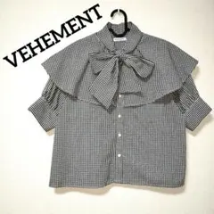 VEHEMENT ギンガムチェック ビッグカラー ブラウスMサイズ