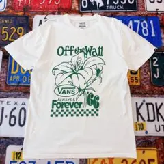 VANS Off The Wall フラワー プリント Tシャツ L ホワイトのサムネイル