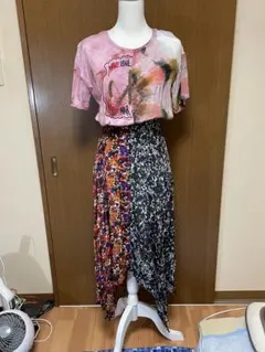 アシンメトリー 花柄 ロングフレアスカートのサムネイル