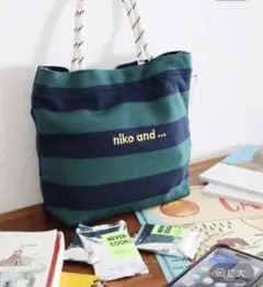 ニコアンド　オリジナルニコロゴボーダートートバッグ/M
