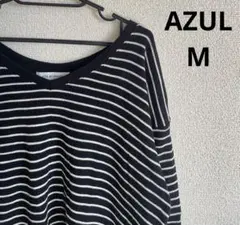 美品‼️AZUL BY MOUSSY アズール ボーダー Vネックニット五分袖 春