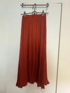 ZARAオレンジ プリーツ ロングスカート