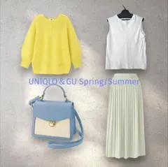 UNIQLO＆GU4点セット:トップス2点・プリーツスカート・ショルダーバッグ