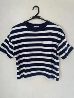 GU ネイビー ホワイト ストライプ Tシャツ M