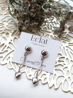Eclat シルバーハートドロップピアス