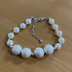 ホワイトコットンパールブレスレット　パールブレスレット