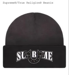 SUPREME True Religion ニット帽 ロゴ パッチ付き 黒 SUPREME True Religion ニット帽 ロゴ パッチ付き 黒