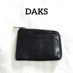 ダックス　コインケース　小銭入れ　本革　黒　ロゴエンボス　型押し　ミニ財布