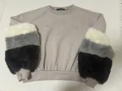 フリルファー袖トレーナー　ブラウン系のサムネイル