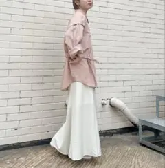 KBF ストライプレイヤードBIGシャツ　ブラウス