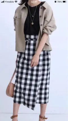 ハ*ん様 ギンガムチェック ラップ風　タイトスカート　新品未使用タグ付★美品★