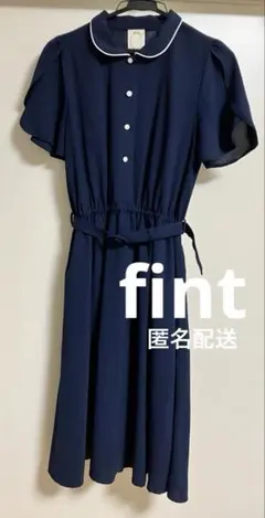 fint パイピング衿ワンピース　ネイビーのサムネイル