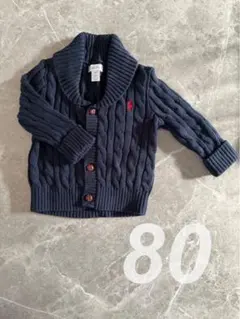 ラルフ・ローレン ネイビー ケーブル編みカーディガン 80