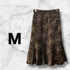 0780　フレアスカート　花柄　日本製　ミモレ丈　美シルエット　Ｍサイズ