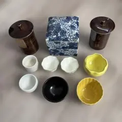 和風陶器食器セット（花柄、複数点）