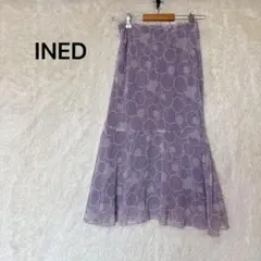 INED ドット柄 マーメイド　ロングスカート　パープル　FREEのサムネイル