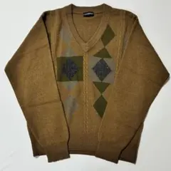 メンズ　セーター　ブラウン　Vネック　Lサイズ