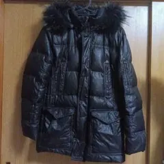 黒 フード付き ファー ダウンジャケット M
