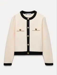 【美品】ZARAゴールドボタンニットジャケット