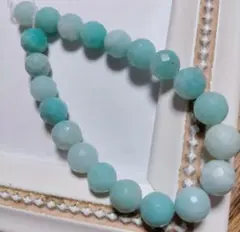 天然石大粒 アマゾナイト 多面カット 1連 まとめ売り