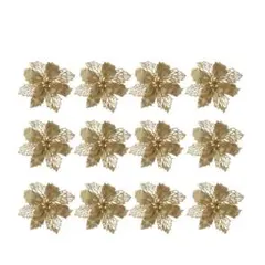 12個 アレンジ造花 クリスマスオーナメント キラキラ 造花クリスマスツリー飾り