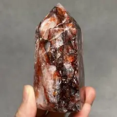 ファイヤークォーツ　ポイント　六角柱　中太タイプ　270g