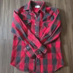 EDWIN レッド/ブラック チェック ネルシャツ L