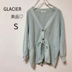 美品♡Gracia 綠色針織開襟外套 腰部綁帶 M