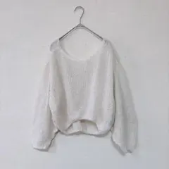 GRL ミルキーモヘヤタッチニットトップス フリー　オフホワイト　クロップド丈