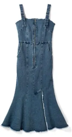 GRL フリンジマーメイドデニムジャンパースカート [gm602] M