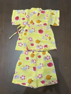 黄色の花柄甚平(~95cm)