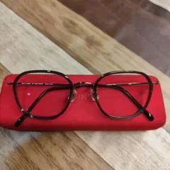 JINSメタルフレーム 四角メガネ レッドケース付き