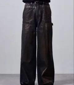 箔プリント ダブルニーデニムパンツ