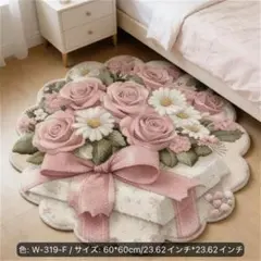バラ 花柄 マット 玄関マット ラグ ピンク 可愛い 60×60 プレゼント