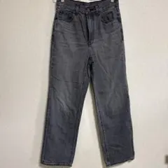 GU JEANS ハイライズストレートジーンズ グレー