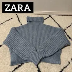 ZARA タートルネックニット M ライトブルー