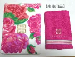 【未使用】【刺繍ロゴ入り】GIVENCHY バラ柄(バスタオル&ハンドタオル)