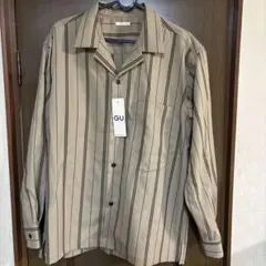 【新品未使用】ベージュ ストライプ 長袖シャツ