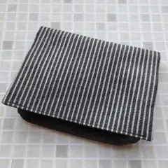 移動ポケット　ヒッコリー風ブラック⑦　マチあり　シンプル　男の子　女の子