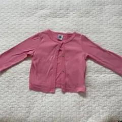 プチバトー ピンクの長袖カーディガン 12m