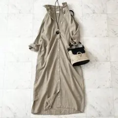 美品♪アーバンリサーチドアーズ　リネン　シャツワンピース　ロング　オーバーサイズ
