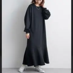 黒ロングワンピース　マーメイドワンピース　黒ワンピース　チャオパニック