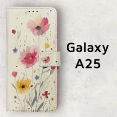 Galaxy A25 5G 手帳型ケース ピンク 黄色 花柄